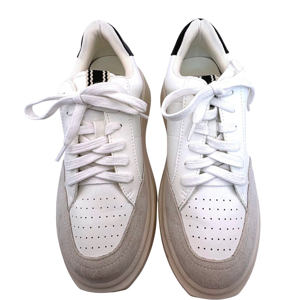 SHU SHOP Skylar Platform Sneakers White Gray Womens Size 7.5 Chunky Low‎ Scandi